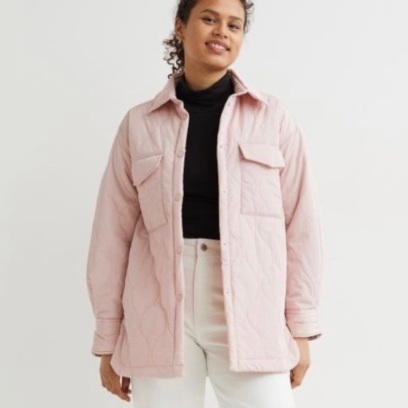 NWT H&M Shell Pink Quilted Jacket - Picture 2 of 5